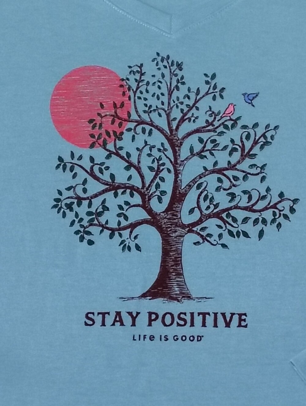 NWT Life Is Good T Shirt Women Crusher V Long Sleeves Stay Positive Tree